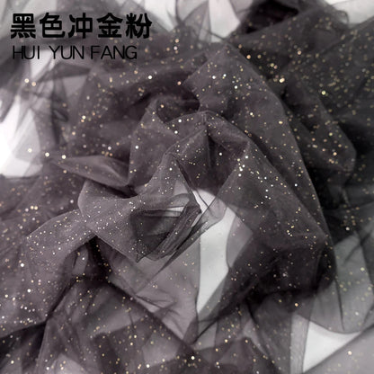 Gold Tulle material black encryption soft Tulle spray silver glitter Tulle wedding dress home decoration fabric