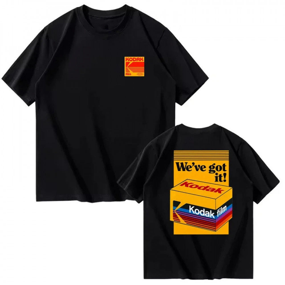 Korean Version Printed Men's Women's T-Shirt Kodak 2026 Summer New Tshirt Unisex Comfortable Loose-Fit and Minimalist Style Tops