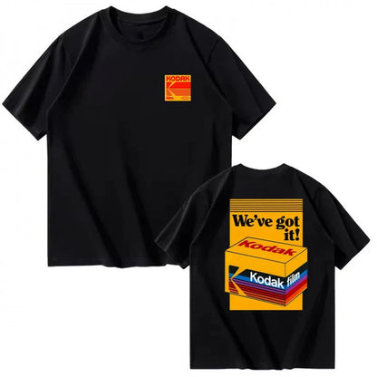 Korean Version Printed Men's Women's T-Shirt Kodak 2026 Summer New Tshirt Unisex Comfortable Loose-Fit and Minimalist Style Tops