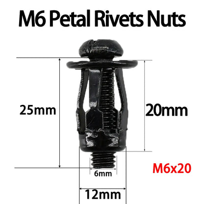 M4 M5 M6 Petal Rivet Nuts Carbon Steel Molly Jack Nut License Plate Fixing Metal Panel Clamp Lock Rivnut Screw Nut Kit Nutsert