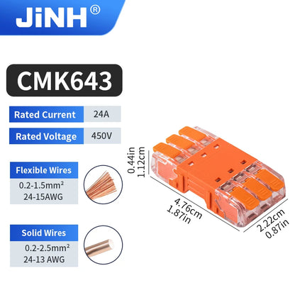 JINH CMK64 Splicing Electrical Plug Connect Disconnect Quick Lever Wiring 2/3/4P for Compact Male Female Terminals Blocks
