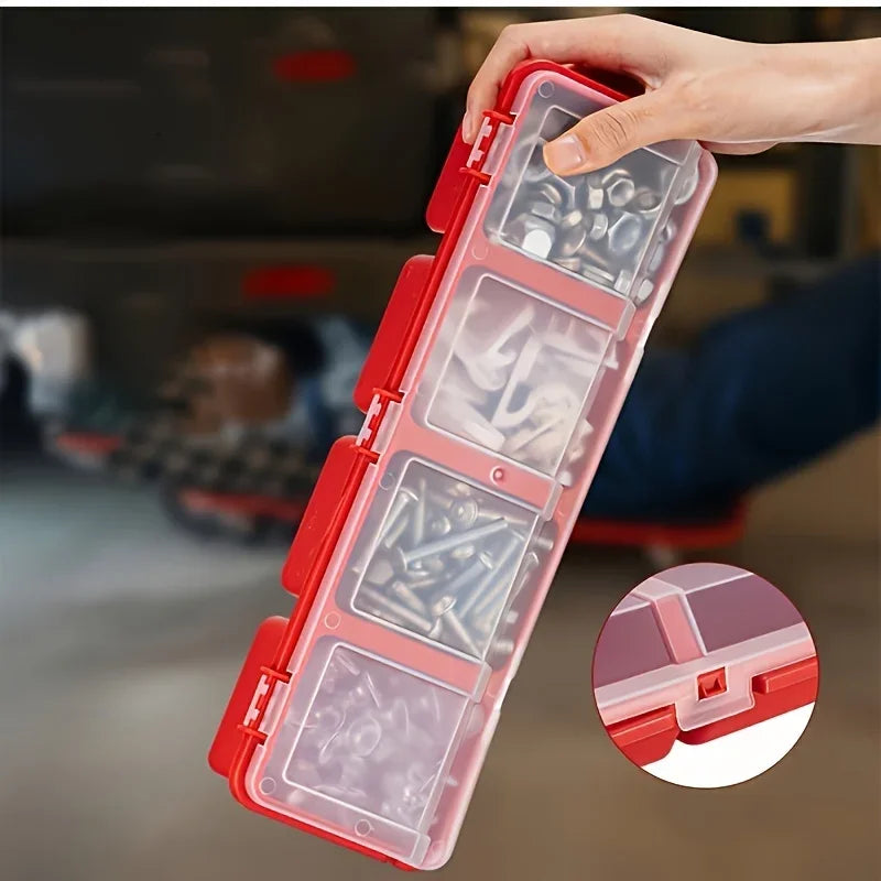 TINSOL Multi-Compartment Organizer Box for Screws Small Parts Durable Plastic Hardware Nuts Bolts Jewelry Bead Storage Case