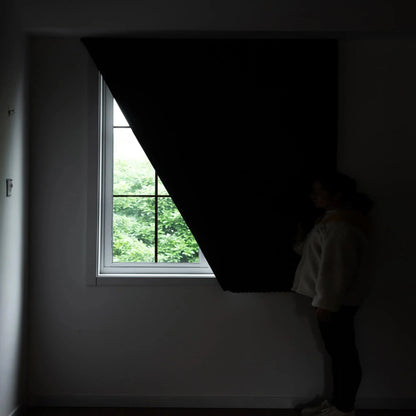 1pc  High Cost-Effective White 100% Blackout Curtains, No-Drill Self-Adhesive, Cozy Decor for Bedroom Kitchen