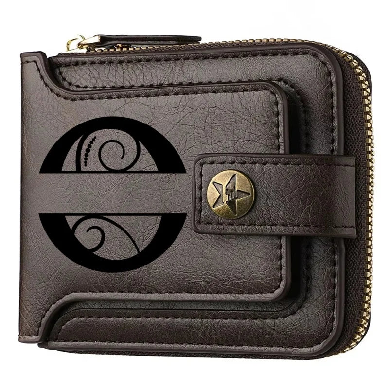 Personalized  PU Leather Chain Short Wallet For Man, Engraved Name&Text Bifold Stylish Brown Wallet For Man Valentines Birthday
