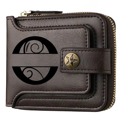 Personalized  PU Leather Chain Short Wallet For Man, Engraved Name&Text Bifold Stylish Brown Wallet For Man Valentines Birthday