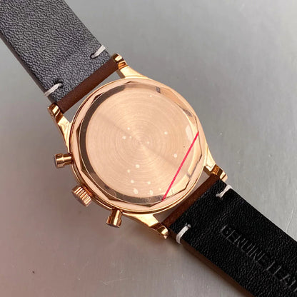 Rose Gold 38mm Tandorio Retro Men Watch Sport Watches Miyota OS20 Movement Chronograph Quartz Clock Black White Arched Glass