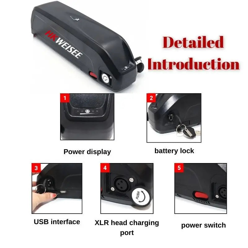 For Hailong 36V 48V 52V 15Ah 20Ah Battery For Bafang BBS02 BBS03 BBSHD Motor Hailong Battery Powerful and Long-Lasting Power