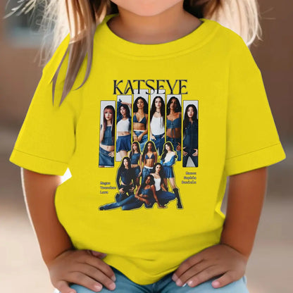 KATSEYE Print T-shirt for Kids Casual Summer Top with Katseye Pattern Short Sleeve Tee Youth Girl Streetwear Fashion Tops