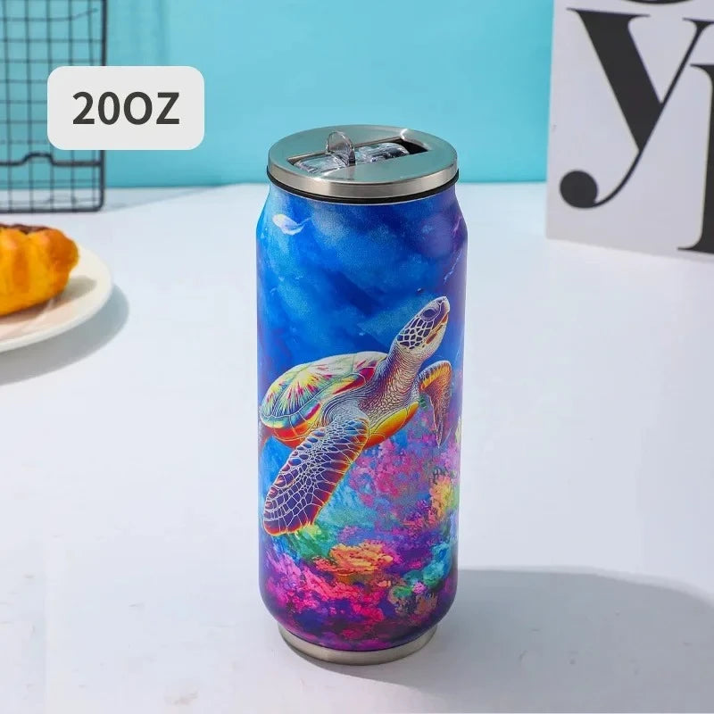 500ML 304 Stainless Steel Beer Cup Car Thermos Cola Can Cafe Beer Bottle Laser Printing Botella De Acero Inoxidable