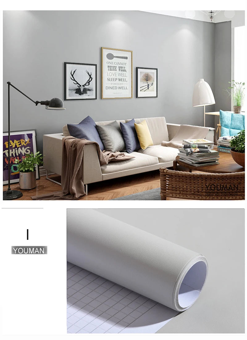 Vinyl Waterproof Self-Adhesive Wallpaper Vintage Cement Gray Wall Contact Paper,Store Bedroom Livingroom Renovation Stickers pvc