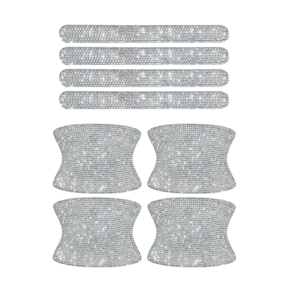8PCS Universal Car Door Handle Sticker Decal Warning Diamond Auto Strip Driving Safety Bling Car Accessories for Girls Wholesale