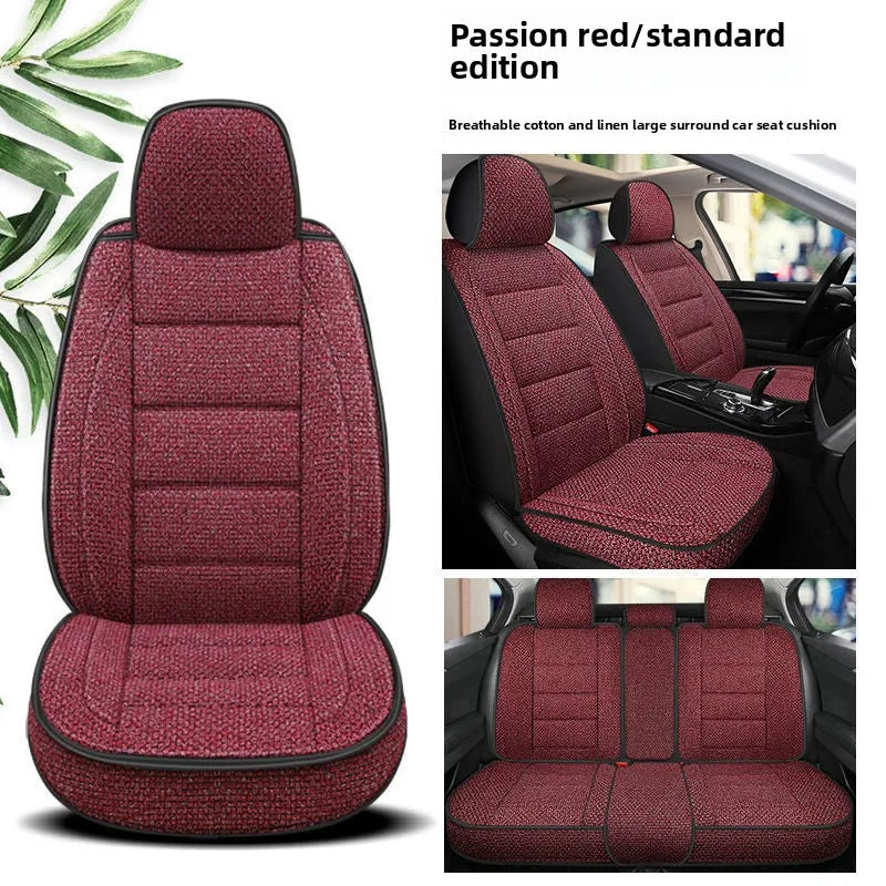 Universal Linen Car Seat Full Cover Breathable Comfortable Flax Sedan SUV Seat Cushion Car Seats Full Cover Protection
