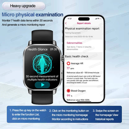 2026 New ECG+PPG Health AI Diagnosis Analysis Smart Watch Blood Lipid Uric Acid Tracker Clock NFC Bluetooth Call Watch Men Women