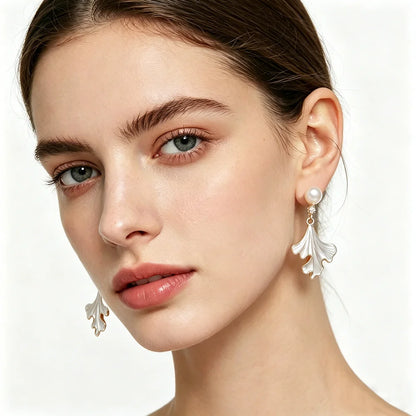 Real 925 Silver Natural Pearl Earrings Woman,Luxurious Dangling Freshwater Pearl Earring Wife Anniversary Gift White Black