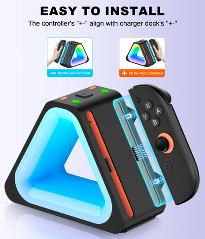 BEBONCOOL Switch 2 Magnetic Charging Dock 4 in 1 Controller Charger Stand - Space-Saving Desktop Game Accessory