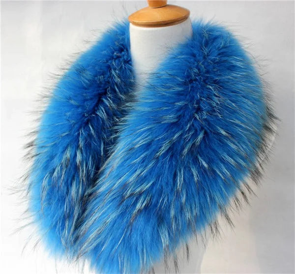 Real Raccoon Fur Collar Women Natural Fur Scarf  Winter Large Size Warm Wraps  Furry Fur Scarves for Coat Jackets Collars