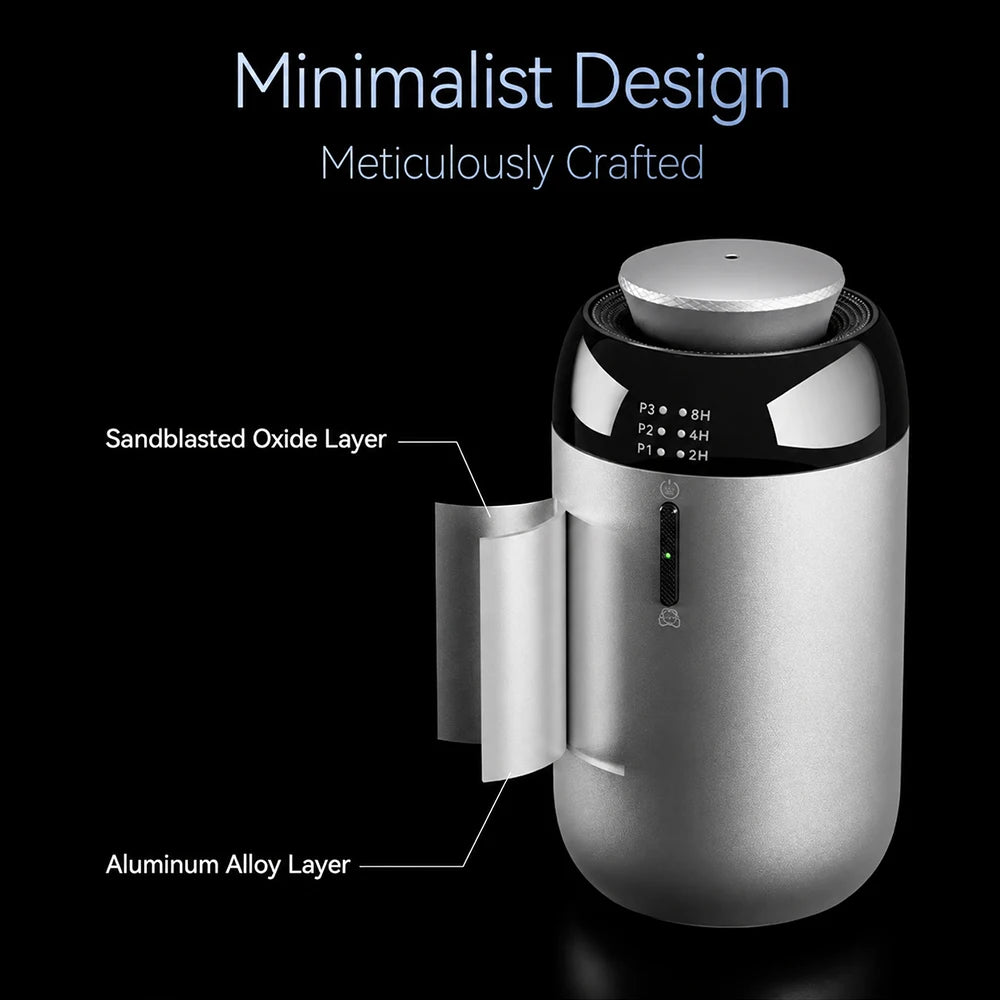 TEABLUM Aluminum Car Aroma Diffuser Smart Home Auto Oil Diffuser Type-C Rechargeable Leak Proof Fragrance Diffuser Holiday Gifts