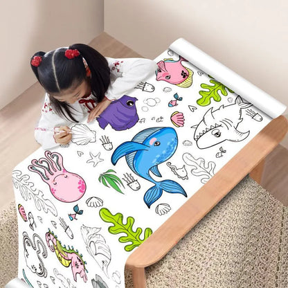 12M Giant Coloring Scroll Kids Doodle Jumbo Drawing Toy Animals Dinosaur Vehicles Food Painting Paper Roll Educational DIY Gift