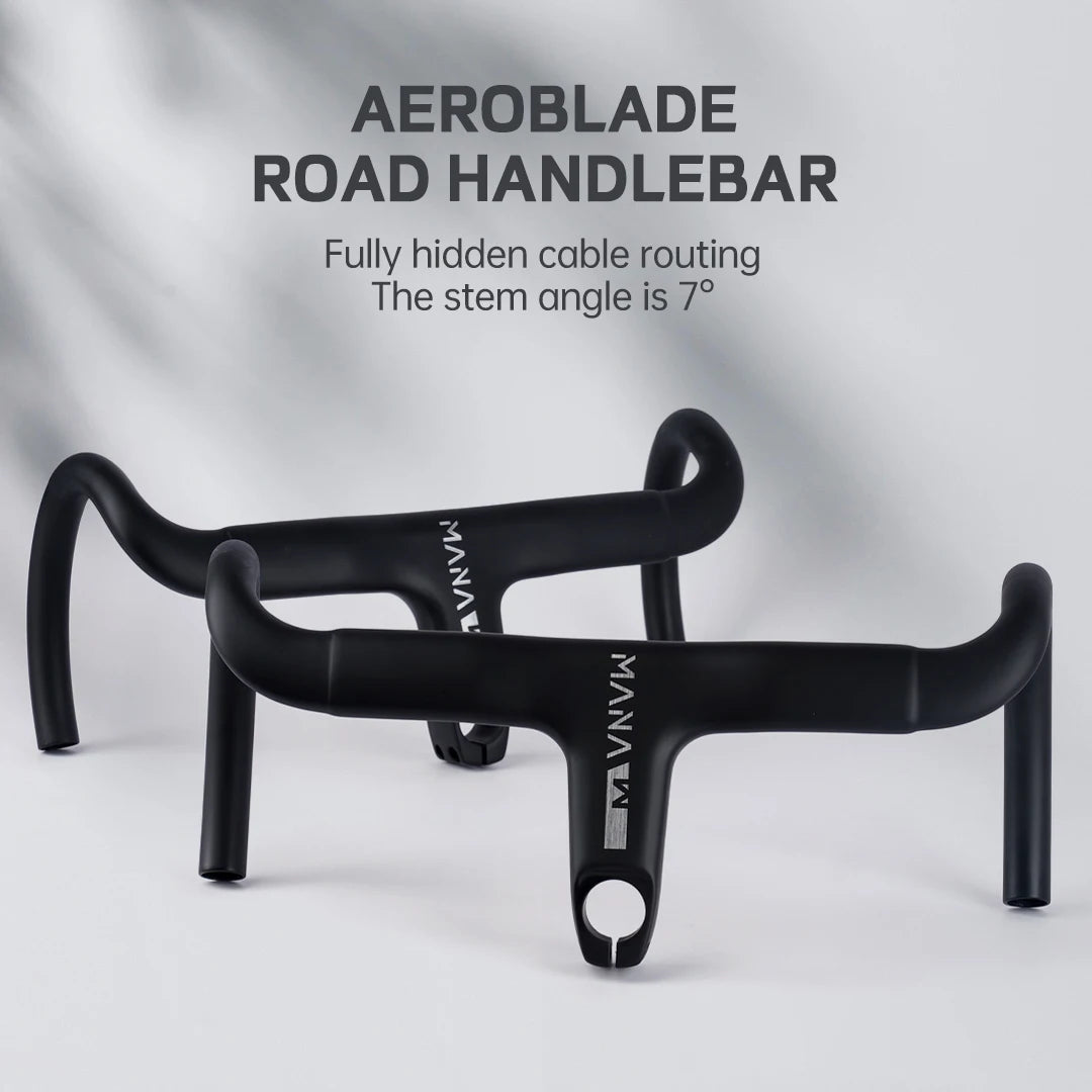 MANA AERO Ultra-Light Carbon Fiber Aero Handlebar - Integrated Cable Routing Superlight Aerodynamic for Road Bike Cycling