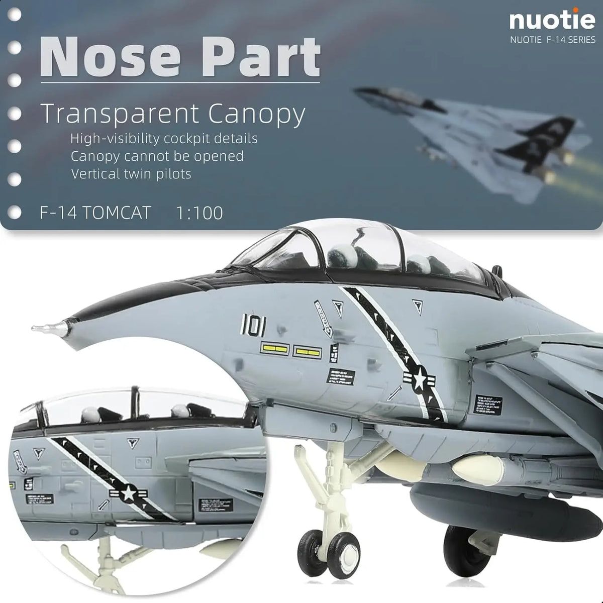 1/100 F-14B-2 VF-103 Tomcat Fighter Model Diecast Metal Airplan Mode Kit Jolly Rogers Militray Aircraft Model with Stand for