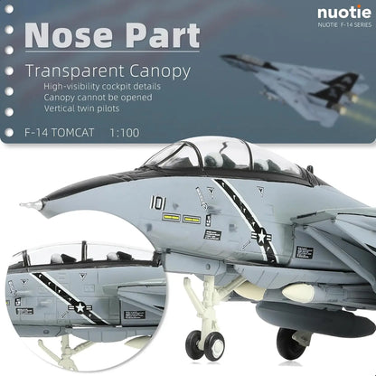 1/100 F-14B-2 VF-103 Tomcat Fighter Model Diecast Metal Airplan Mode Kit Jolly Rogers Militray Aircraft Model with Stand for