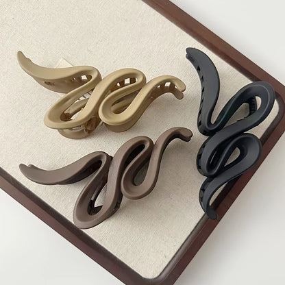 Women'S Matte Wave Hair Clip - Retro Y2K Style, Solid Color Shark Clip - Easy To Knot And Style