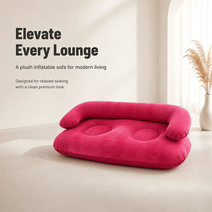 Inflatable Double Sofa 2 Person Air Couch Thickened PVC Flocking Portable Foldable Lazy Sofa Waterproof Inflatable Lounger