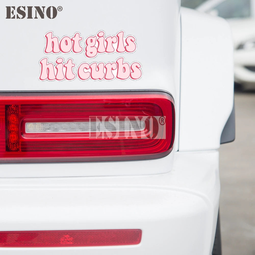 Car Styling Funny Hot Girls Hit Curbs PVC Adhesive Decal Cartoon Waterproof Car Body Sticker Pattern Vinyl