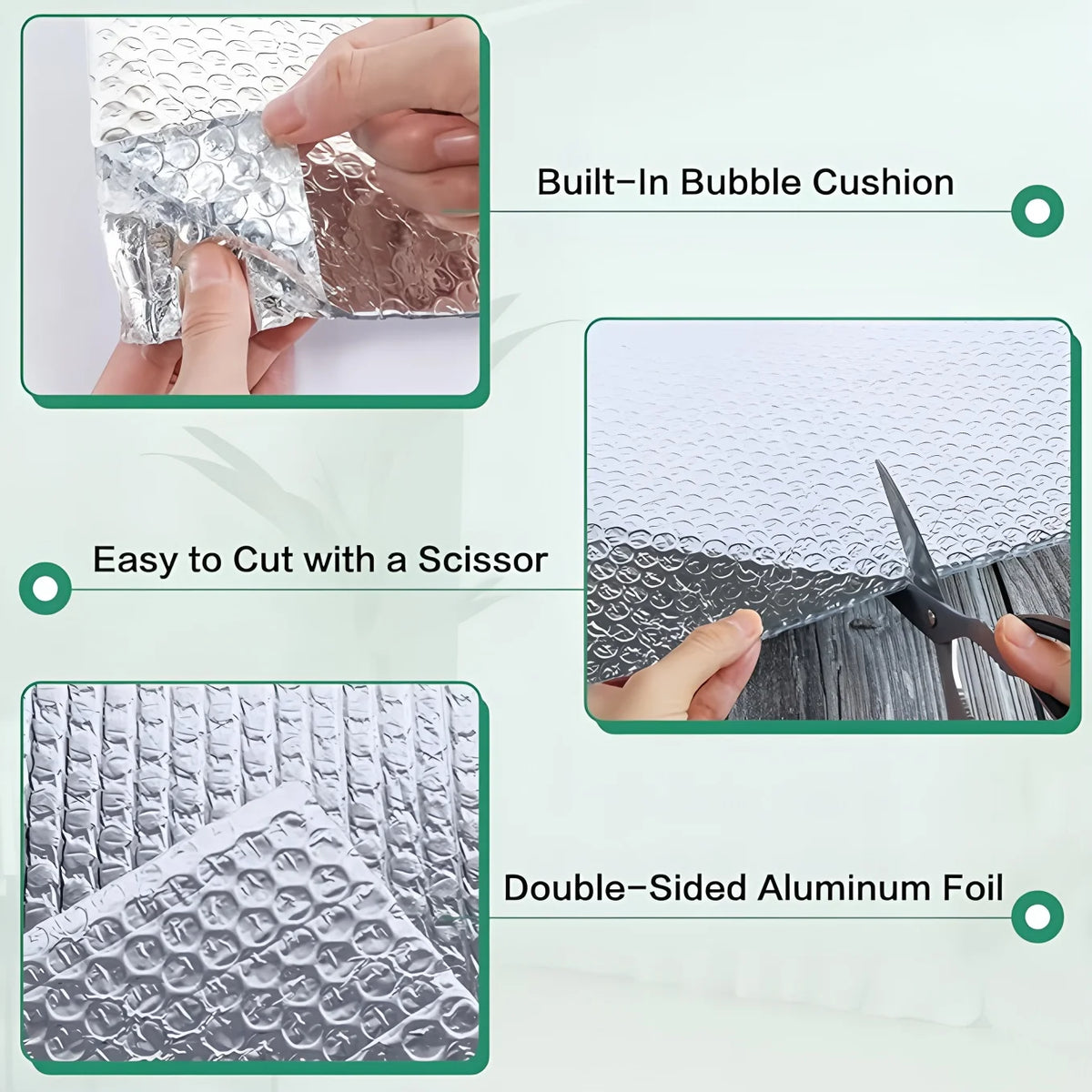 Reflective Insulation Foam Double Side Aluminum Bubble Sheet Thermal Heat Window Film RV Roof Radiant Barrier Glass Cover Foil