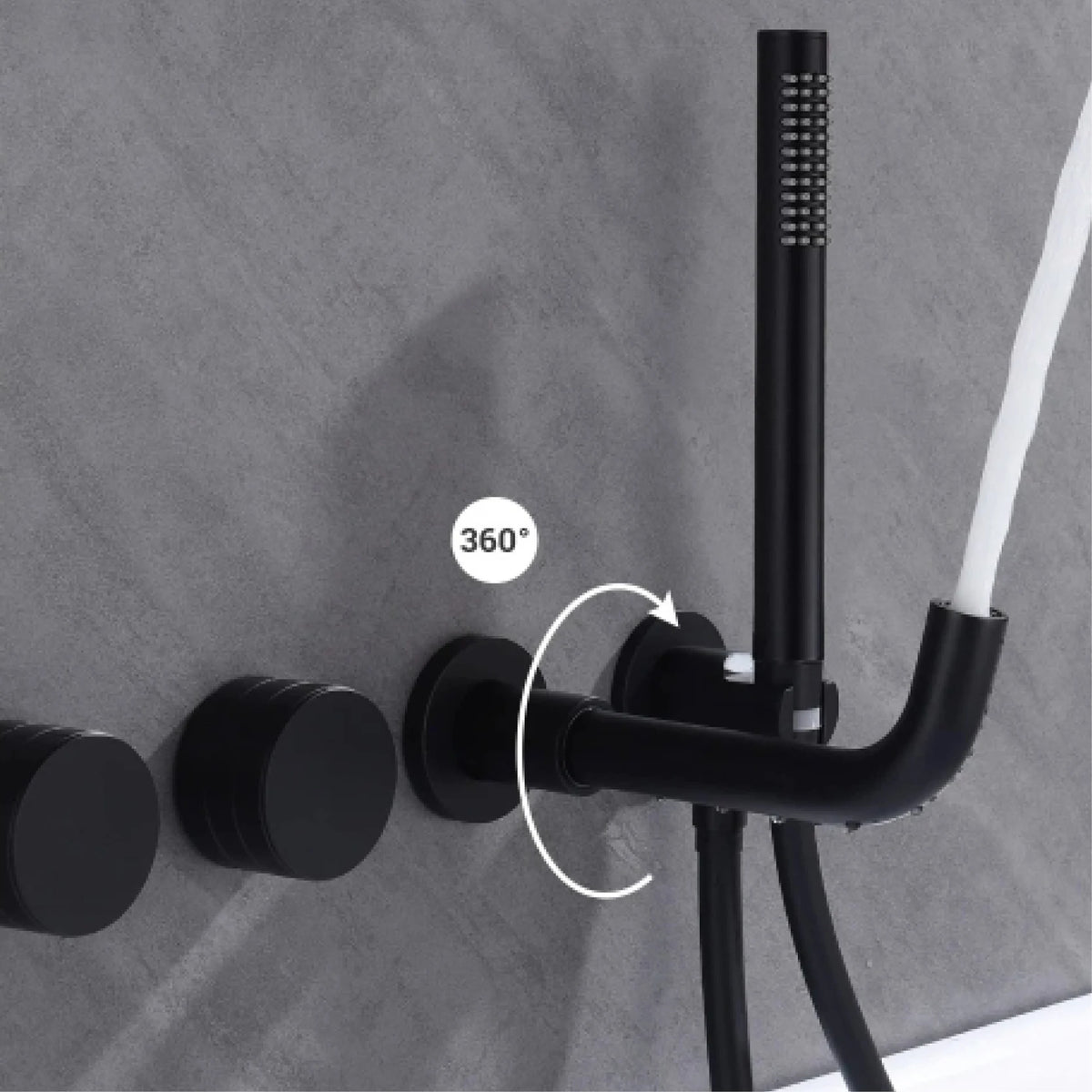 Luxury Black Brass Wall Mounted Bathroom Faucet with Embedded Design, Dual Handle Hot and Cold Water Simple Bathtub Faucet