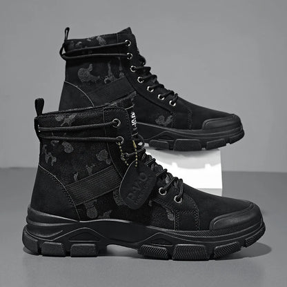 High-Top Work Boots, Outdoor Wear-Resistant Thick-Soled Boots, Versatile Casual Short Boots for Men and Women, Non-Slip Height-Increasing Desert Boots
