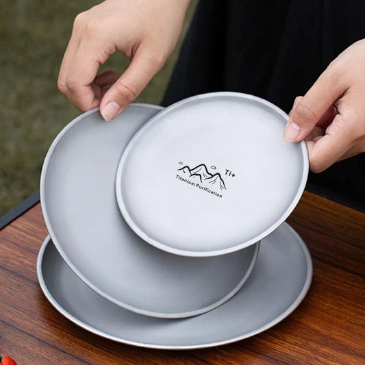 Camping Ultra Lightweight Titanium Camping Plate | Stackable Outdoor Dining Tableware | For Backpacking Hiking Picnic Barbecue