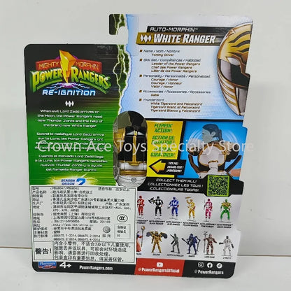 Original Power Rangers S2 White Ranger Figure All Accessories Collection Combinable White Tigerzord Saba Saber Mask Coin Playset