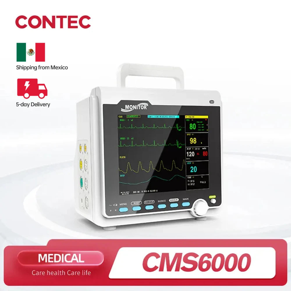 CONTEC Portable Patient Monitor Human/Veterinary  8" Vital Sign Monitor ECG NIBP RESP SPO2 PR TEMP (Printer&Etco2 Option)
