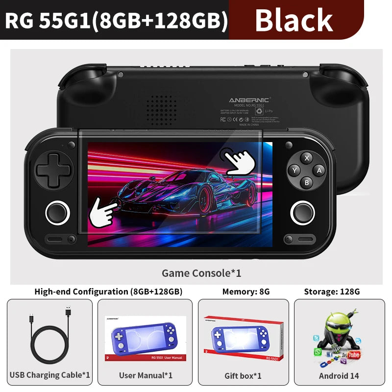 Anbernic RG 55G1 Retro Handheld Game Console 5.5" Incell IPS Multi-touch Screen 6000mAh Android RG55G1 All One Video Game Player