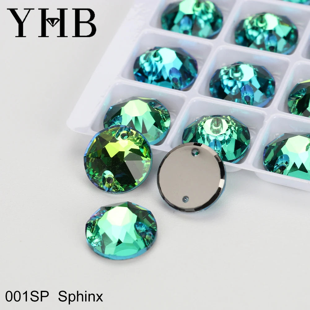 YHB Top Quality XIRIUS Glass Crystal AB Moonlight Sewing Stones Flatback Sew on Rhinestones For Garment Clothes Bags
