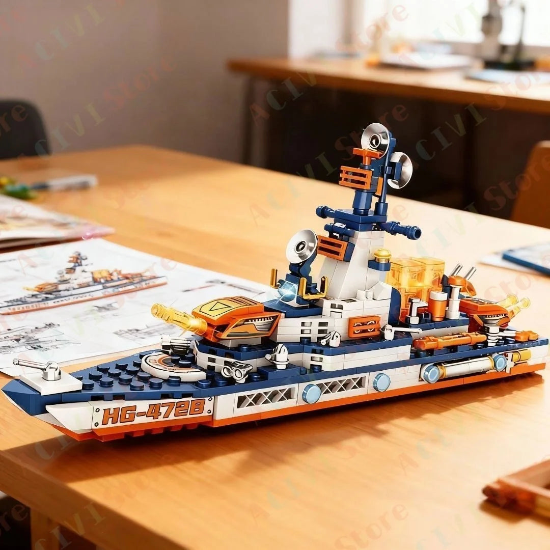 2026 New Aircraft Carrier DF Missile Launcher Army Boat Plane Model Warships Military Tank Building Blocks for Boys Bricks Toys