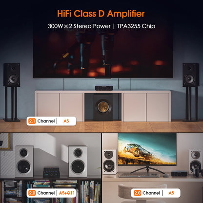 Douk Audio A5 Mini TPA3255 Digital Power Amplifier HIFI 300W Class D Home Stereo Speaker Amp