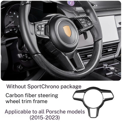 For Porsche Macan Cayenne Panamera 718 Taycan 2011-2025 Style Carbon Fiber Steering Wheel Cover Frame Trim Car Accessories