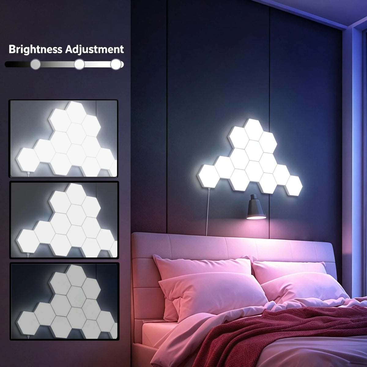 Touch Hexagon Panel Lights DIY Assembleable Honeycomb Night Light for Game Room Home Bedroom Decoration Christmas Birthday Gift