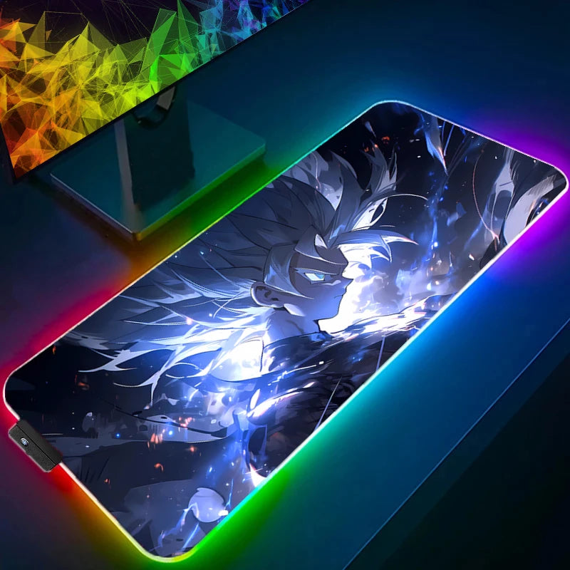 LED Mouse Pad Dragon Ball Backlight Gaming Accessories PC Computer Keyboard Gamer RGB Desk Mat alfombrilla xxl HD Anime Mousepad