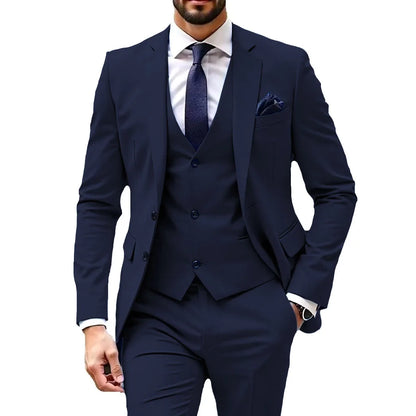 Luxury Customized Dress Suit for Men 3 Pieces Blazer Vest and Pant Set Peak Lapel Formal Slim Fit  Business Wedding Suit for Men