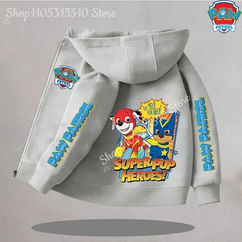 Paw Patrol Kids Thin Hooded Coats Anime Chase Zipper Sweatshirts Outwear Fashion Spring Fall Hoodies Sportwear Children Clothes