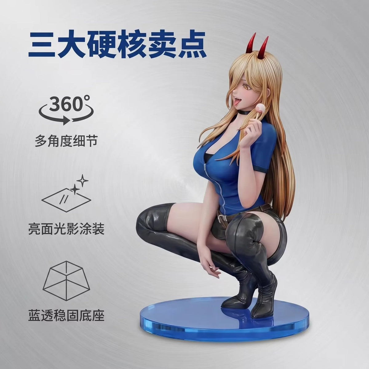 New Chainsaw Man Power Figure, Blood Fiend Statue Sexy Temptation Movable PVC Figure Anime Girl Favorite Table Model Toy Gift