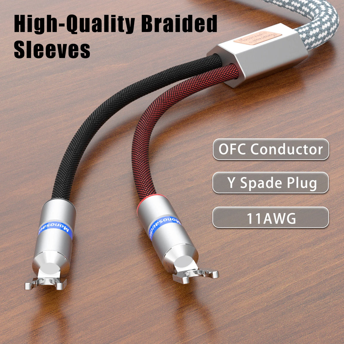 Pair Monosaudio S802 11AWG Speaker Cable Rhodium Plated Y Spade Loudspaker Cable Use for Home Cinema High-end Amplifier Line