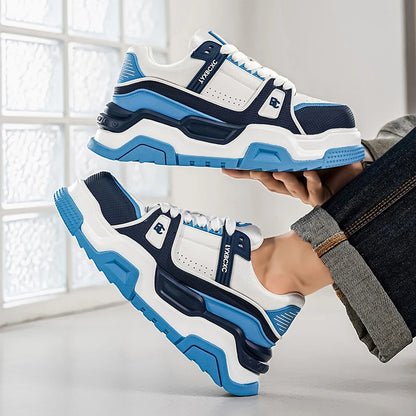 Men's Thick-Soled Height-Increasing Casual Sports Shoes, Low-Top Lace-Up Style, Wear-Resistant Sole, Comfortable and Anti-Slip,