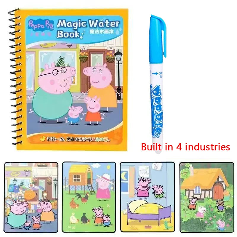 Peppa Pig Watercolor Painting Book Baby Brainstorm Development Graffiti Water Sketchpad Children's Toy Birthday Gift