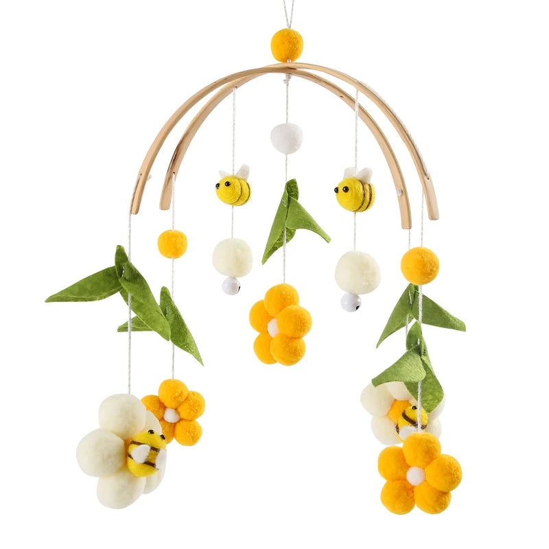 Let's Make Baby Rattle Toy 0-12 Months Wooden Mobile Newborn Music Box Bed Bell Hanging Toys Holder Bracket Infant Crib Toy Gift