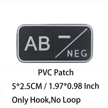 Small Patch with Hook,PVC Blood Type A B AB O POS NEG Emblemen,Patches Military Tactical Badges on Backpack,Outdoor Equipment