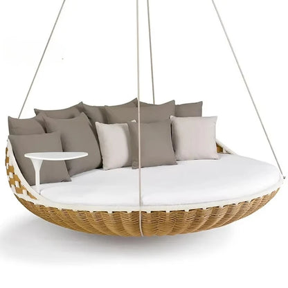 Outdoor Swing Bed Hanging Daybed Modern Swing Sofa Adult Garden Furniture Porch Rope Wicker Rattan Round Hanging Bed